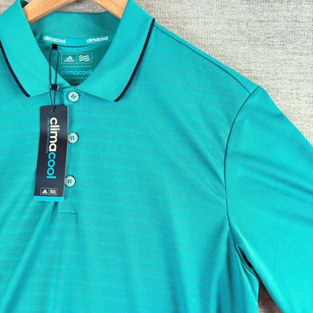 BRAND NEW Adidas Golf Mens Climacool Club Tipped Polo Shirt Teal Green M NWT